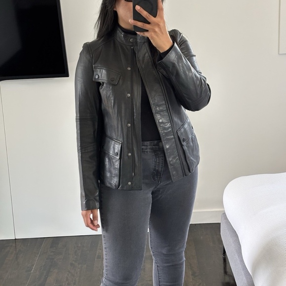 Vince Jacket Biker Pocket Leather Women's Sz Medium Authentic❤️ - Picture 2 of 12